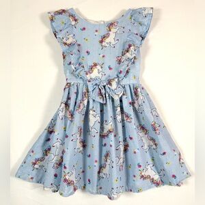 NANNETTE Girls Unicorn Floral Dress 3T Whimsical Cottagecore Twirl Playful